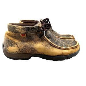 Twisted‎ X Leather Chukka Boots Driving Moccasin Men's 8 M Brown MDM0067 Western